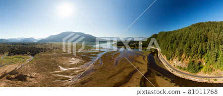 Aerial Panoramic View of Harrison River in Fraser Valley Aerial Panoramic View of Harrison River in Fraser Valley 81011768