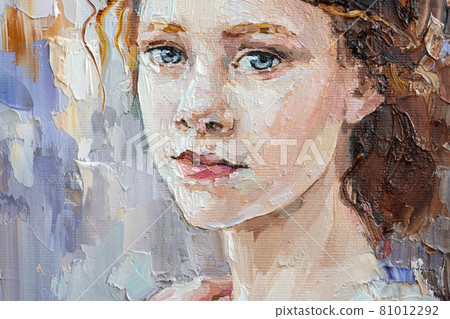 .The girl with red hair on a light background. 81012292
