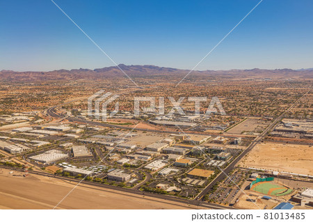 Aerial view of the famous Las Vegas cityscape Aerial view of the famous Las Vegas cityscape 81013485