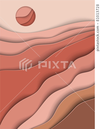 Abstract desert summer background with paper waves for banner, invitation, poster or website design. Paper cut style, 3d effect copy, space for text, vector illustration 81013728