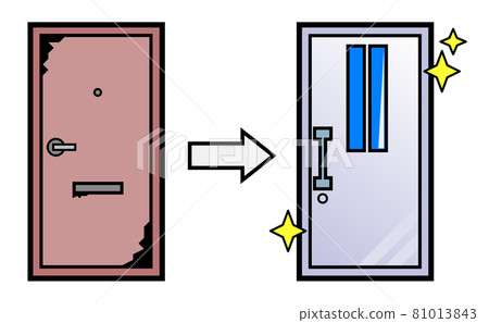 Illustration of the entrance door where the old door is remodeled and cleaned Illustration of the entrance door where the old door is remodeled and cleaned 81013843