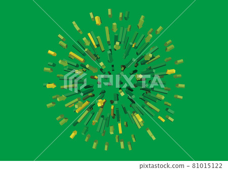 Green arrows gathering radially next to the vector 81015122