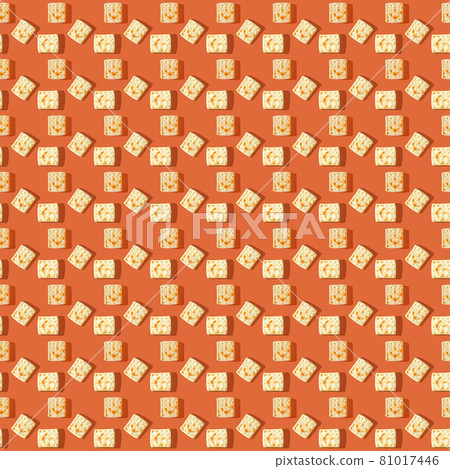 Photo in the form of a seamless pattern. Yellow-brown biscuits with shadows on a colored orange Photo in the form of a seamless pattern. Yellow-brown biscuits with shadows on a colored orange 81017446