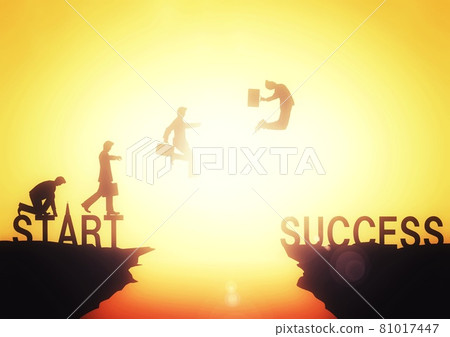 Illustration of a businessman who challenges with the concept of business success Illustration of a businessman who challenges with the concept of business success 81017447
