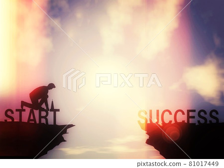 Illustration of a businessman who challenges with the concept of business success Illustration of a businessman who challenges with the concept of business success 81017449