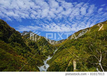 Mountain trail to Yokoo Honya and Minamidake Karasawa in autumn colors Mountain trail to Yokoo Honya and Minamidake Karasawa in autumn colors 81017813