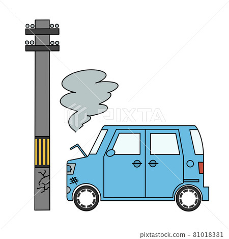 與電線桿相撞的汽車 81018381