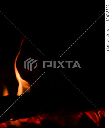 Red blaze Fire flame on a black background 81018792