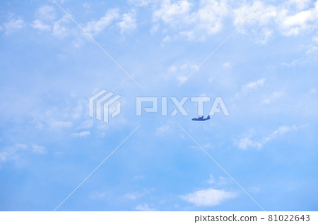 C-130 Hercules flying in the blue sky 81022643