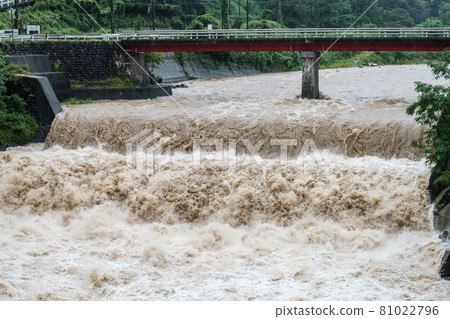 River that was flooded by heavy rain 81022796