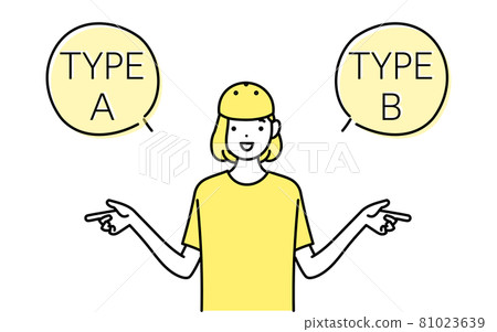 Line drawing of a girl skater comparing A and B Line drawing of a girl skater comparing A and B 81023639