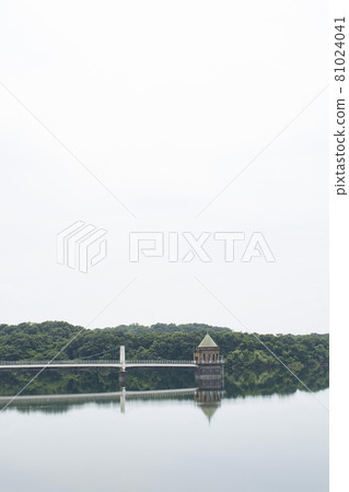 Sayama Lake and a mountain that can be seen faintly in the distance 81024041