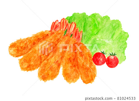 Fried shrimp watercolor illustration 81024533