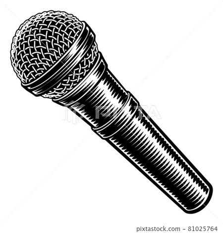 Microphone Vintage Woodcut Engraved Style 81025764