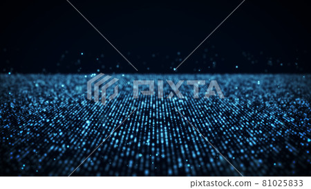 Blue particles. Abstract technical background. Computer matrix. Particle futuristic cyber background 81025833