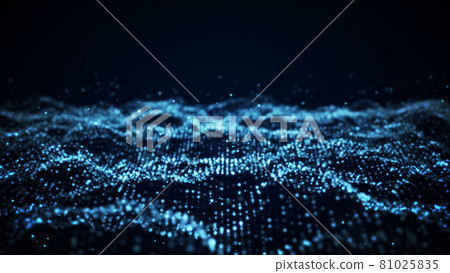 藍色顆粒。抽象的技術背景。計算機矩陣。粒子未來網絡背景 81025835