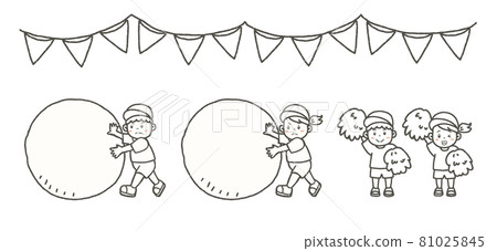 小學運動會插圖 Otama 滾動（白色背景） 81025845