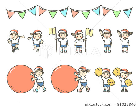 各種小學運動會插畫（紅組） 81025846