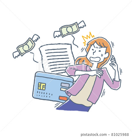 Woman surprised at card billing Woman surprised at card billing 81025988