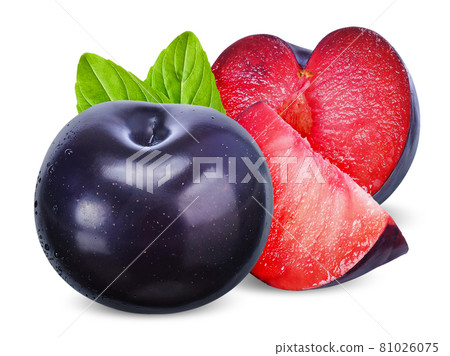 Plum isolated on white background. Plum isolated on white background. 81026075