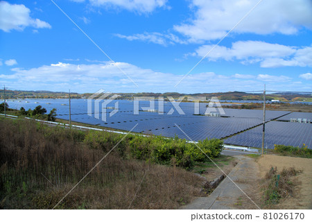 Japan's largest mega solar power plant built on the site of the former salt farm, Setouchi City, Okayama Prefecture Japan's largest mega solar power plant built on the site of the former salt farm, Setouchi City, Okayama Prefecture 81026170