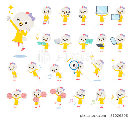 A set of bird girls with digital devices such as smartphones A set of bird girls with digital devices such as smartphones 81026208