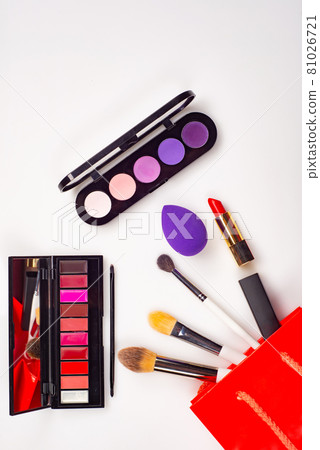 Professional makeup on a white background. Professional makeup on a white background. 81026721