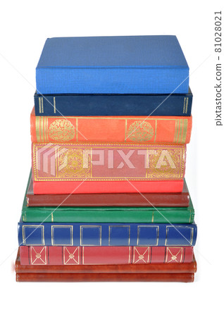 Collection of colorful books, stack of books stacked, isolated on white background Collection of colorful books, stack of books stacked, isolated on white background 81028021