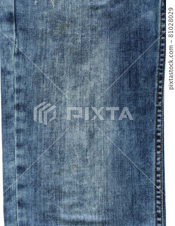 Seam blue denim cotton jeans fabric texture background 81028029