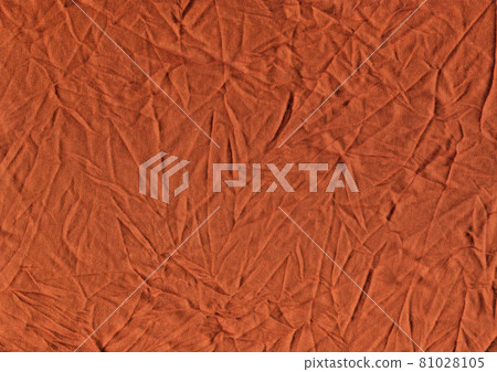Brown color textile texture coarse crumpled fabric, fabric macro shooting background 81028105