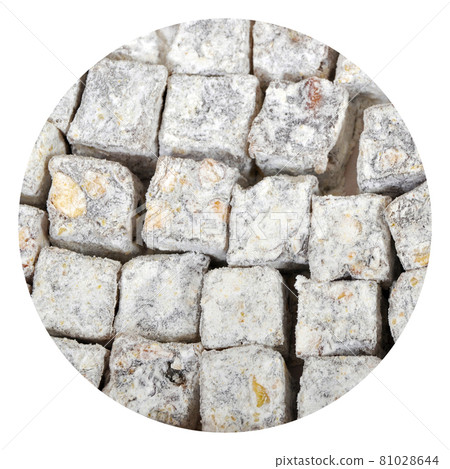 Turkish delight with pistachio and powdered sugar Turkish delight with pistachio and powdered sugar 81028644