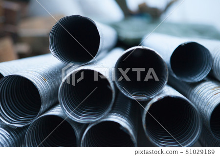 round tube - Metallic or aluminium pipes on the construction site round tube - Metallic or aluminium pipes on the construction site 81029189