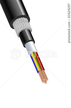 Fiber optic tight Fiber optic tight buffered cable structure isolated on white background. Fiber optic tight Fiber optic tight buffered cable structure isolated on white background. 81029297