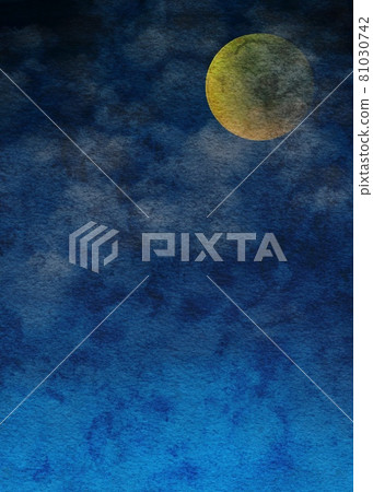 多雲月夜的水彩插圖 81030742