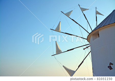 Pure white Greek windmill in Shodoshima English Garden 81031150