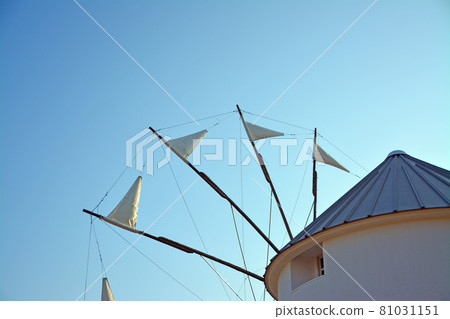 Pure white Greek windmill in Shodoshima English Garden 81031151