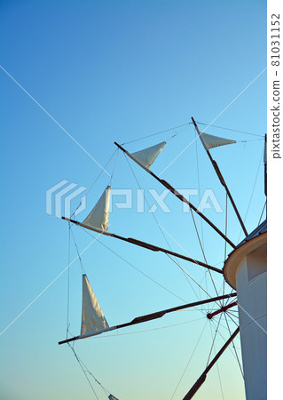 Pure white Greek windmill in Shodoshima English Garden 81031152