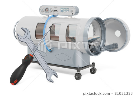 Repair and service of hyperbaric chambers concept. 3D rendering 81031353