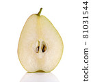 Sliced fresh  pear fruit isolated on the white background 81031544