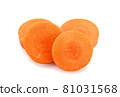 Sliced of fresh carrot on white background 81031568