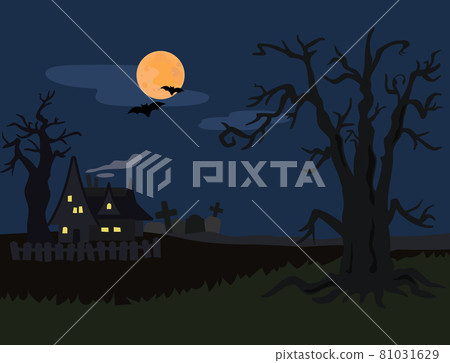 A suspicious night landscape inspired by Halloween - Stock Illustration ...