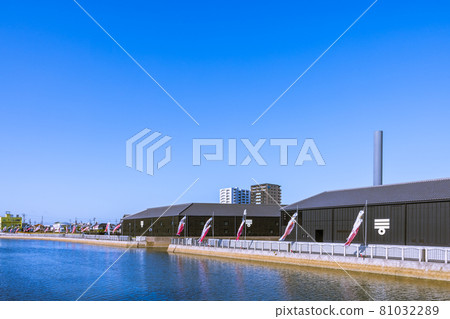 愛知縣半田運河沿岸的清晨鯉魚旗 愛知縣半田運河沿岸的清晨鯉魚旗 81032289