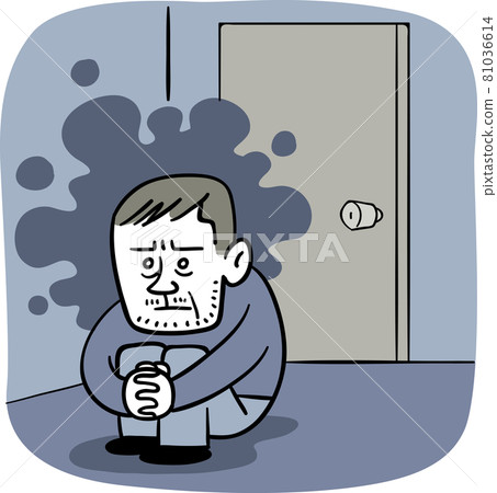 A middle-aged man who shuts himself up in a room with a dark feeling A middle-aged man who shuts himself up in a room with a dark feeling 81036614