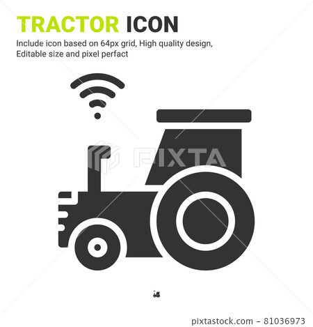 Tractor icon vector with glyph style isolated... - Stock Illustration ...