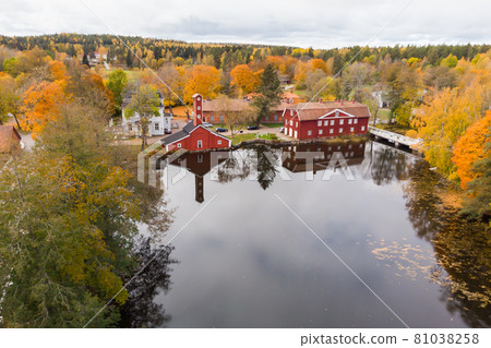 Aerial view of old village Ruotsinpyhtaa at autumn, Finland. Aerial view of old village Ruotsinpyhtaa at autumn, Finland. 81038258