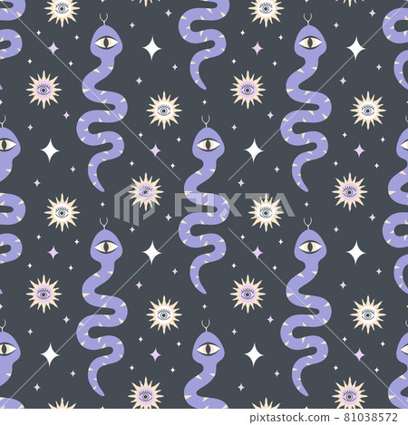 snake seamless pattern on black, halloween magic background 81038572