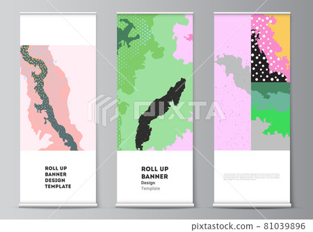Vector layout of roll up mockup design templates for vertical flyers, flags design templates, banner stands, advertising. Japanese pattern template. Landscape background decoration in Asian style. Vector layout of roll up mockup design templates for vertical flyers, flags design templates, banner stands, advertising. Japanese pattern template. Landscape background decoration in Asian style. 81039896