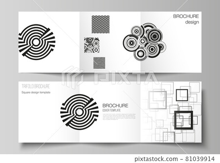 The minimal vector layout of square format covers design templates for trifold brochure, flyer, magazine. Trendy geometric abstract background in minimalistic flat style with dynamic composition. The minimal vector layout of square format covers design templates for trifold brochure, flyer, magazine. Trendy geometric abstract background in minimalistic flat style with dynamic composition. 81039914