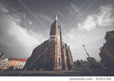 Saint Bartholomew Cathedral at Republic square in Plzen (Pilsen). Czech Republic 81041306