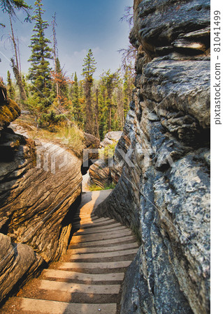 Athabasca Falls stairs Jasper Albata Canada 81041499